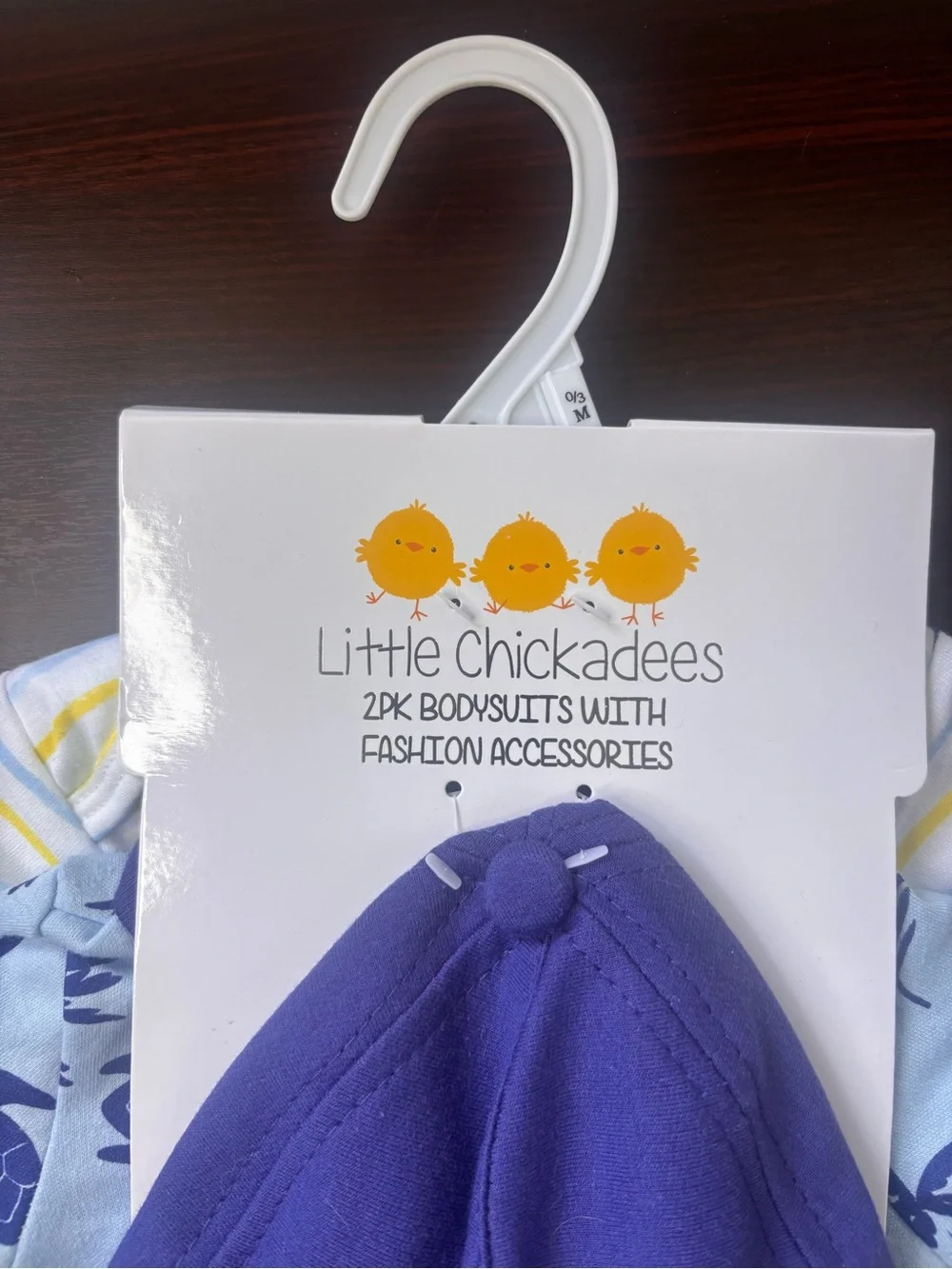 NWT Little Chickadees 0-3 Baby Boy 2-Pack Onesie’s w/Hat & Sunglasses Set